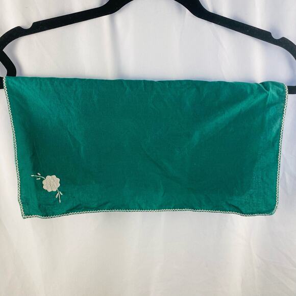 Vintage Green Table Runner Placemats Napkins‎ Floral Applique Cottagecore 8 sets - Picture 7 of 8